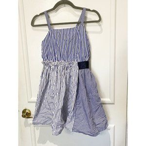 CAT & JACK Girls Strappy Navy & White Strip Lined Sundress Size Large 10…